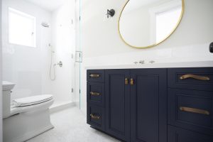 beautiful bathroom interiors with blue cabinets